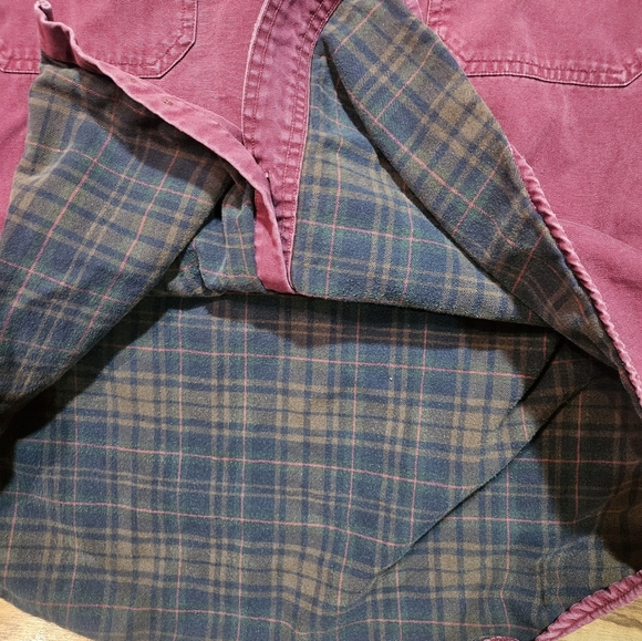 Cabelas Mens XL Maroon Flannel Lined Shirt Long Sleeve Button Up Work Outdoor - Picture 5 of 10